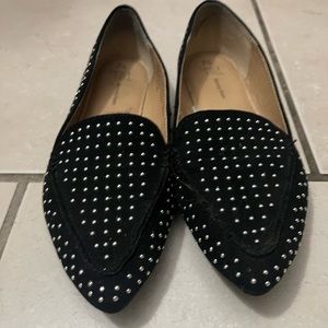 Womens 7.5 Studded Black & Silver Flats Time And Tru